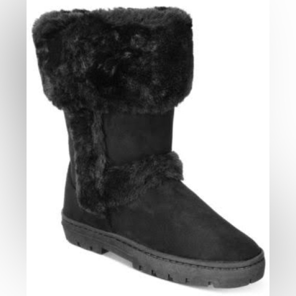 Style & co black fuzzy winter boots new sz 8 m